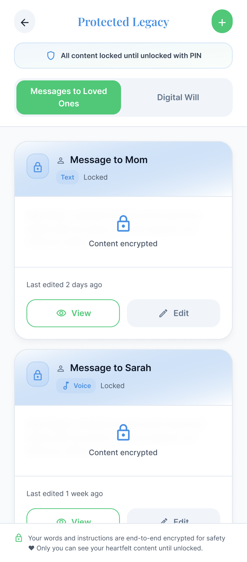 Daily Legacy Safe - Final message preview